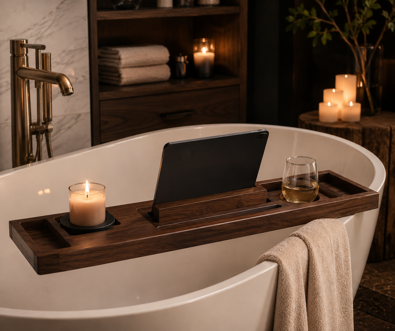 Walnut Bath Caddy Tray
