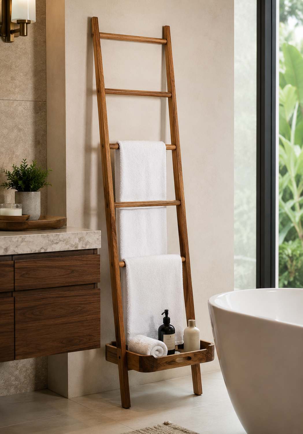 Teak Towel Ladder Rack